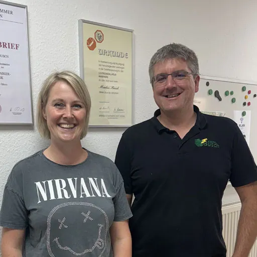 15 Jahre Jubiläum Catrin Carl und Geschäftsführer Markus Busch